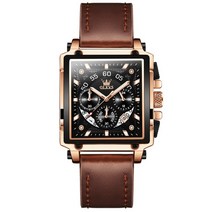 olevs original watch for men 탑 브랜드 럭셔리 할로우 스퀘어 스포츠 시계 패션 가죽 스트랩 방수 석영 손목 시계