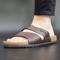 가죽 스트랩 슬리퍼 (남녀 공용 화이트 블랙 브라운) 커플 여름 신발