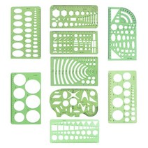 제도판 Architectural Templates Landscaping Drafting Ruler Shapes Stencils for School Green Plastic