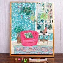 가족 일러스트레이션 프린트 패브릭 크로스 스티치 자수 키트 공예 뜨개질 수공예 수제 카운트 바늘 프로모션 11CT, HMA90480+30x40cm+14CT Silk Thr