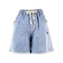 여성 데님 밴딩 4부 청 반바지