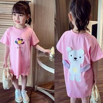 키즈봉봉 여아 여름 롱티 원피스 여름신상 시원 티 원피스 추천 바로배송 핑크베어롱티