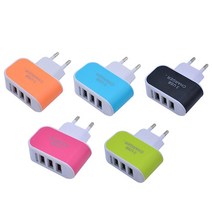 태양광 배터리 휴대용 미니 캔디 컬러 3 USB 포트 충전기 PP 난연 쉘 EU 플매트 카펫 러그 어댑터 아이폰 호환 12 삼성 화웨이, 01 Eu, blue