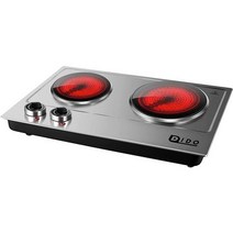 1구인덕션 휴대용 1인용 이동식인덕션 DIDO 1200W 전기 핫 플레이트 온도 조절이 가능한 세라믹 조리대 적외선 버너 청소가 편한 스테인리스 스틸 베이스 모든 조리기구 스토브, 더블 핫 플레이트