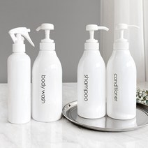 화이트 샴푸통 세트 500ml 3개+분무기 1개