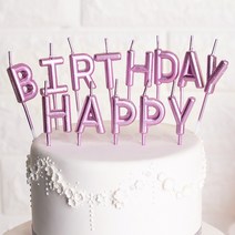 [루피너스] HAPPY BIRTHDAY 영어 생일 파티 초 캔들 6컬러, 메탈릭 핑크