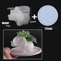 3d 귀여운 코끼리 화분 콘크리트 실리콘 몰드 diy 수제 uv 에폭시 석고 홈 공예품 보관 항아리 수지 몰드, 코끼리 b 세트