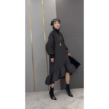누빔 원피스 하객룩 퀼트 겨울 귀여운 누비 하이넥 롱드레스