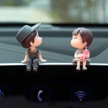 귀여운 차량용 커플 피규어 방향제 커플 제네시스 티구안 미니쿠퍼 레이 모니터장식 블랙체리향, 트랜디 피규어 방향제 SET