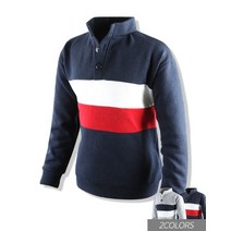 (스나이퍼샵) 배색 기모 차이나카라 니트티