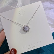 감각지르코늄지르콘스털링 실버목걸이틈새고급목걸이여성 틈새디자인꽃잎펜던트S925인화이트국경 간