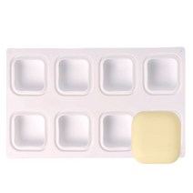 실리콘 몰드8구] 둥근 정사각 8구 몰드 (비누 석고 왁스 타블렛, 둥근 정사각 8구 실리콘 몰드-1개