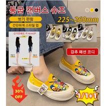 1/1+1 패션 그래피티 날염 캔버스화 4CM 통굽 로퍼 초경량/에어 캔버스 단화 스니커즈 보드화