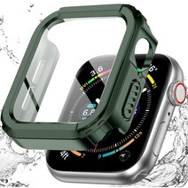 [2021 방수 케이스] Miimall 대응 Apple Watch SE654 신형 일체형 케이스 방수 방진 방담 PC 소재 애플 워치 6 필름 터치감 양호 전면 보호 고투과율 지문 방지 충격 흡수 Apple Watch SE 커버(40mm그린 )