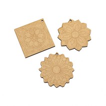 팬시우드 전통문양 10개 나무팬던트, 사각(대 6cm)