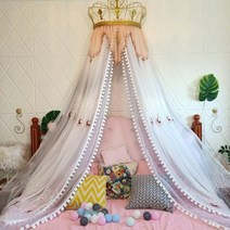 침대 캐노피 북유럽풍 여아 공주 케노피 꾸미기 레이스 원터치 접이식 모기장 커튼, e, 1.5m(5피트) 침대