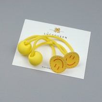 스티치 스마일 방울머리끈(1쌍) 6color 유아 여아머리끈