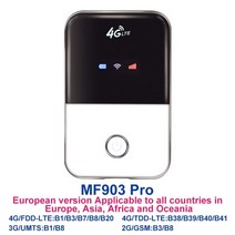 랜카드 Tianjie 4G 와이파이 라우터 미니 3G LTE 충전식 배터리 무선 휴대용 포켓 모바일 핫스팟 Sim 카드 슬롯이있는 자동차 Wi-Fi, MF903 프로