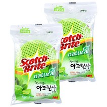 [3M] 스카치 브라이트 내추럴 천연펄프 아크릴사 수세미, 2개입, 2개