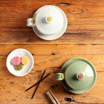 분청 꽃잎 합 L 쌍화차잔 생강차 대추차잔 5color, 블루