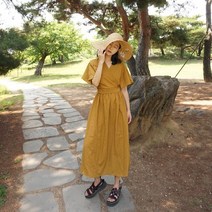 앞머리 로맨틱 브이넥 뒷밴딩 리본 프릴 소매 롱 원피스n706
