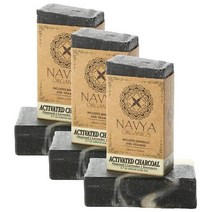 NAVYA Organics 아몬드 오일 블루 프렌치 클레이 천연 향이 나는 수제 유기농 비누 바 보습 영양 에센셜 비타민, 활성탄, 라벤더, 로즈마리, 4온스(3팩)