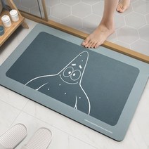 보조스펀지 규조토 물흡수 무르게 도어매트 미끄럼방지 욕실발판, C09-PATRICSTAR-그라데이션 블루색