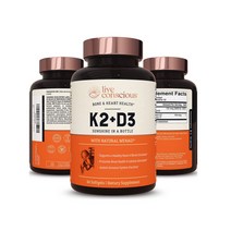 라이브컨시어스 비타민 K2 D3 5000iu 60정 / Live Conscious Vitamin K2 MK7 with D3 5000 IU 60 Caps