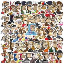 고주파실링기 1064pcs 애니메이션 지루 원숭이 요트 클럽 스티커 만화 동물 수하물 노트북 PC 스케이트 보드 방수, [02] 64Pcs