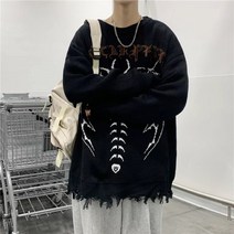 인스 아메리카노 라운드 니트 남여 가을 겨울 루즈핏 힙합 퍼 니트