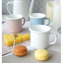 선물용 심플한 파스텔 법랑 가족 머그컵 북유럽풍 답례품 예쁜컵 커플컵 찻잔, 화이트