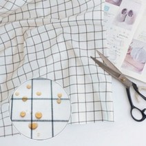 릴리패브릭 대폭 라미네이트 방수 코팅 원단 심플체크 화이트
