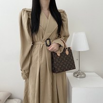 VANANA2 여성 우아 고급 원피스 플리츠 벨트 트렌치 롱 코트