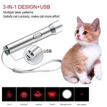 애완동물장난감 강아지 고양이 반려견 원반 노즈워크 애착 인형 움직이는 분리불안 충전 레이저 포인터 펜 손전등 펜 토치 장난감, 하얀, USB 충전