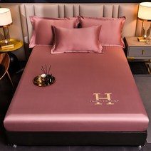 비단이불 새틴 실크 장착 시트 솔리드 컬러 매트리스 커버 탄성 밴드 침대 Bedsheet 얼음 180x200cm 기계 빨