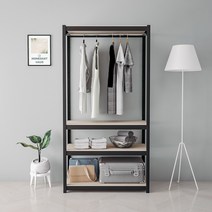 홈던트 하우스 시스템 드레스룸 4단 1행거 1000 x 400 x 1950 mm 블랙