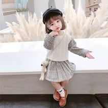 미소파파 예지 베스트 체크 투피스 3종세트 여아 치마 스커트 행사복 촬영복 자매커플룩
