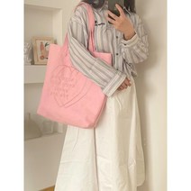 헤조 여성 마카롱자수 캔버스백 대용량 에코백 여행가방 4컬러