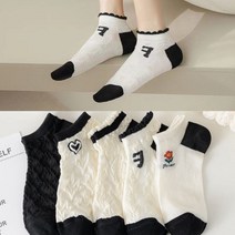 워더미 여성용 봄 여름 블랙 화이트 단목 5켤레 양말 세트 W717