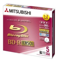 미쓰비시 화학 미디어 BD-R(Video) 한면 2층 1회 녹화용 260분 2배속 5mm 케이스 5P IJP 대응(화이트) 와이드 VBR260NSP5