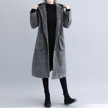 포플러앤씨 여성용 메리엄 후드 체크 코트
