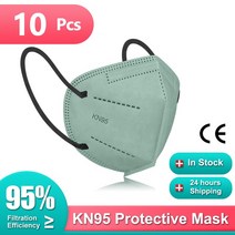 성인 마스크 KN95 FPP2 Homologada 5 레이어 Colores Morandi 2 페이스 KN 95, 15 10pcs-green-Adult, 한개옵션1