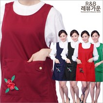 레뷰가운 AE211 장미장식앞치마 원피스 요양보호사 시장 식당 화원 간병 앞치마, AE211자주반짝이M(꽃O)