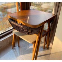 베란다 발코니 미니 티테이블 독서 1인 공부 다도, (화로사각 테이블) 1개+(의자) 2개 원목