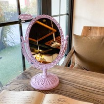하트거울 INS한국 스타일 심장 모양의 화장품 거울 아크릴 투명 베이스 메이크업 양면 홈 침실 데스크탑, C-Purple