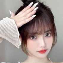뱅헤어 앞머리 탑컵버 부분 가발 헤어피스 머리카락, A타입, 흑색