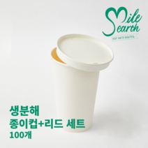 생분해 코팅 국내산 친환경 10온스 13온스 종이컵 세트 [종이컵+리드세트 100개] 무지 핫컵, 10온스 종이컵+리드세트(100개)