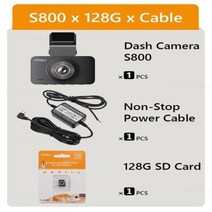 가정용CCTV 실외용 초고화질 CCTV IMOU 차량용 8MP 대시캠 S800 4K 울트라 HD DVR IPS 스크린 24 시간 주차 DVR 비디오 레코더 음성 제어 충돌, 5.S800 x 128G x Cable