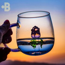 본디자인랩 장미 로즈 내열 이중 유리 컵 홈카페 투명 커피잔