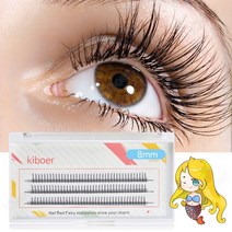 Kiboer 포이트 속눈썹 인조 자연스러운 걸그룹 타입 삼각형 디테일, 1개, 블랙 8mm*3